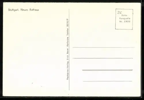 AK Stuttgart, Neues Rathaus aus erhöhter Perspektive