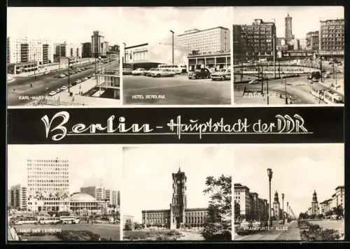 AK Berlin, Karl-Marx-Allee, Hotel Berolina, Alexanderplatz, Haus des Lehrers, Rathaus, Frankfurter Allee