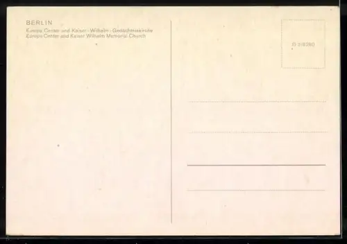 AK Berlin, Europa-Center mit Kaiser-Wilhelm-Gedächtniskirche
