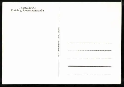 AK Zürich, Interieur der Thomaskirche, Burstwiesenstrasse