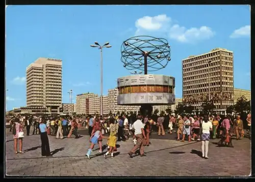 AK Berlin, Hochhäuser bei der Uraniasäule mit Weltzeituhr