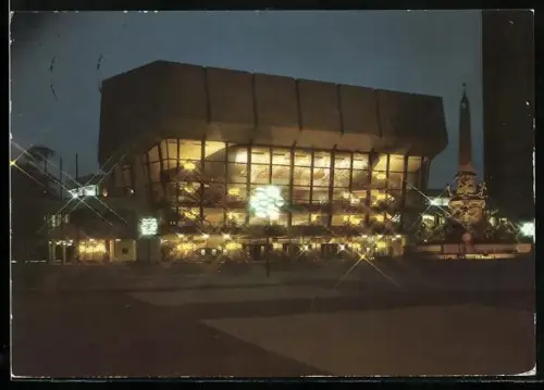 AK Leipzig, Neues Gewandhaus bei Nacht