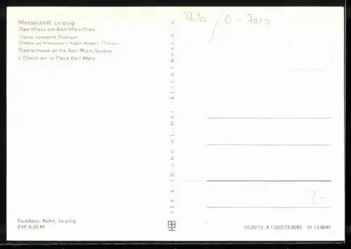 AK Leipzig, Opernhaus am Karl-Marx-Platz