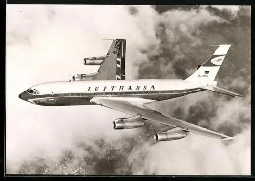 AK Boeing Jet 720 B der Lufthansa während des Fluges