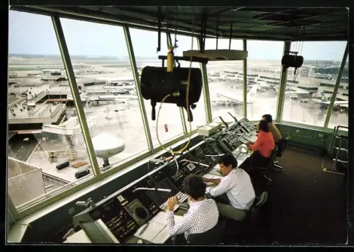 AK Frankfurt a. M., Rhein-Main-Flughafen, Blick aus dem Kontrollturm