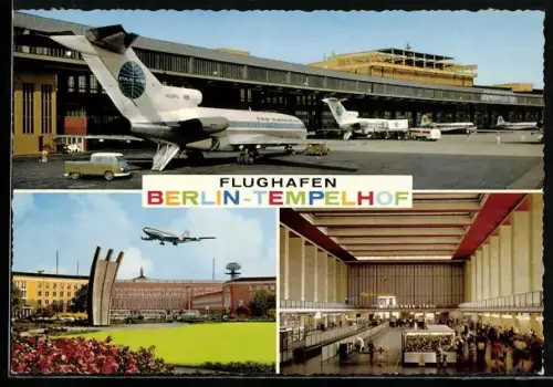 AK Berlin-Tempelhof, Flughafen, versch. Ansichten