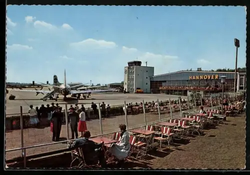 AK Hannover, Cafe am Flughafen mit Flugzeug