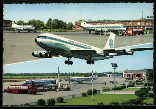 AK Bremen, Flughafen, Flugzeug der PAN AM und Lufthansa