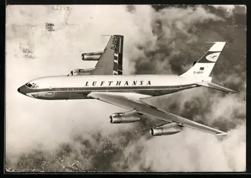 AK Boeing Jet 720 B der Lufthansa während des Fluges