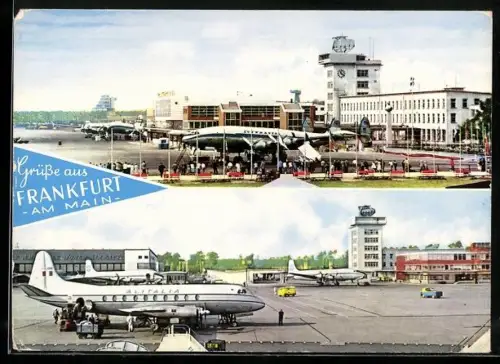 AK Frankfurt am Main, Flughafen, Lufthansa- und Alitalia-Flugzeuge auf dem Rollfeld