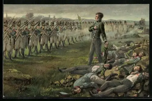 AK Aus grosser Zeit, Erschiessung der 11 Schill`schen Offiziere in Wesel 1809