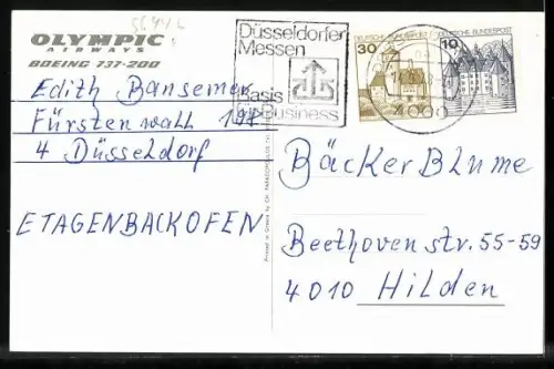 AK Olympic Airways, Flugzeug Boeing 737-200 in der Luft