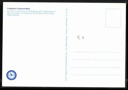 AK Frankfurt am Main, Flughafen, DC-10 während der Abfertigung am Flugsteigfinger A