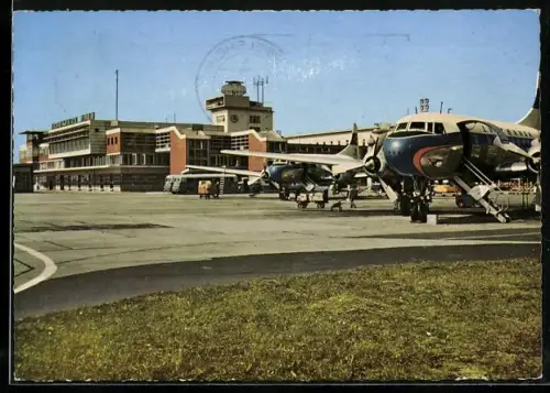AK Frankfurt am Main, Rhein-Main-Flughafen mit wartenden Flugzeugen