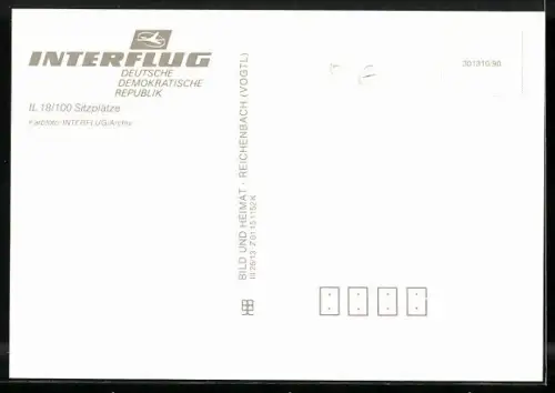 AK Propellerpassagierflugzeug Iljuschin IL 18 /100, Interflug