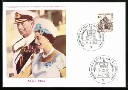 AK Staatsbesuch Königin Elisabeth II. in der Bundesrepublik Deutschland im Mai 1965