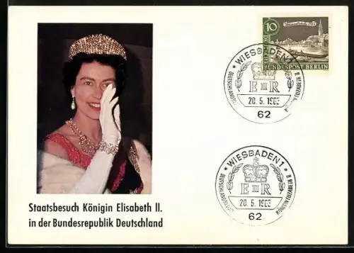AK Wiesbaden, Staatsbesuch Königin Elisabeth II. von England