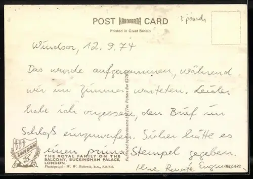 AK die englische Königsfamilie auf dem Balkon des Buckingham Palace