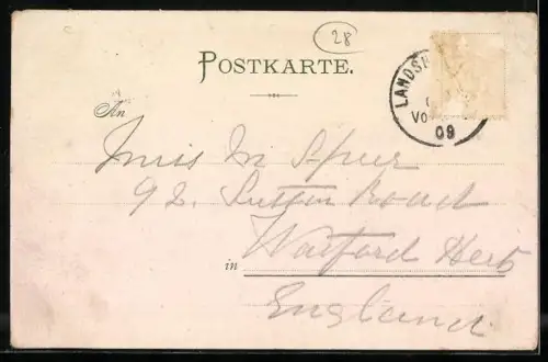 Lithographie Paar aus Dachau in bayerischer Tracht