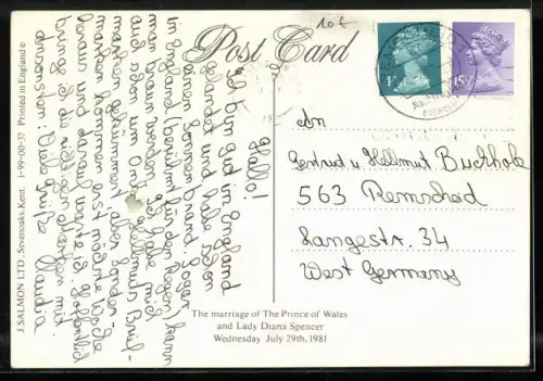 AK the marriage dof The Prince of Wales and Lady Diana Spencer 1981