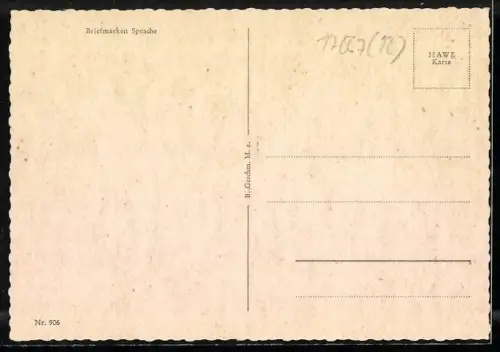 AK Erklärung der Briefmarkensprache, junge Frau romantischer Gesinnung