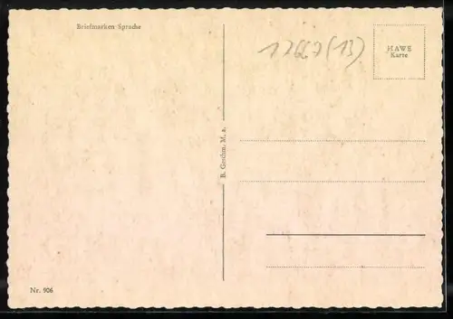 AK Erklärung der Briefmarkensprache, junge Frau romantischer Gesinnung