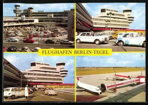 AK Flughafen Berlin-Tegel, Parkplatz und Rollfeld