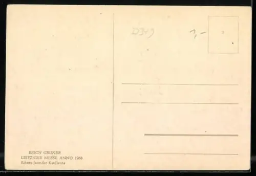 Künstler-AK Leipzig, Leipziger Messe anno 1268, Schutz fremder Kaufleute