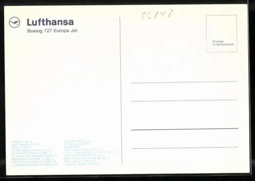 AK Lufthansa-Flugzeug Boeing 727 Europa Jet in der Luft