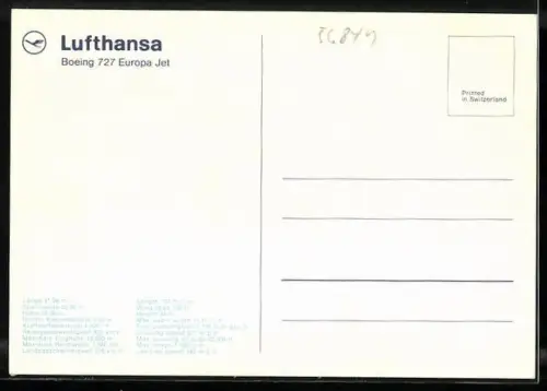 AK Lufthansa-Flugzeug Boeing 727 Europa Jet in der Luft