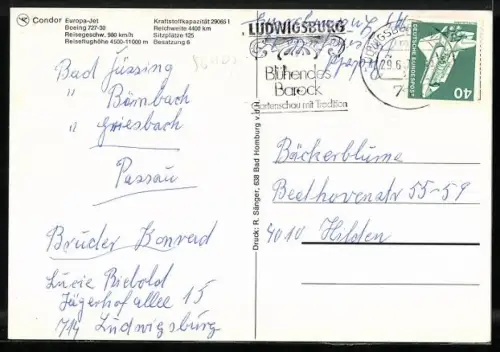 AK Boing 727-30 von Condor in der Luft