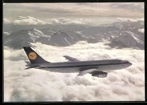 AK Passagierjet Airbus A 300 über den Alpen, Lufthansa, tech. Daten, Flugzeug