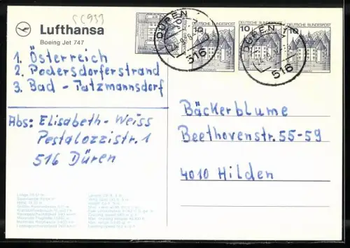 AK Lufthansa, Boeing Jet 747 in der Luft