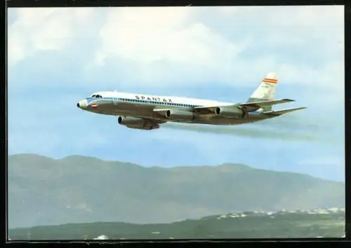 AK Flugzeug Convair CV 990 A Coronado der Spantax im Landeanflug