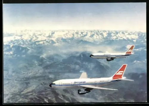 AK Flugzeuggesellschaft Germanair, Flugzeug Airbus A 300 B4 über den Bergen