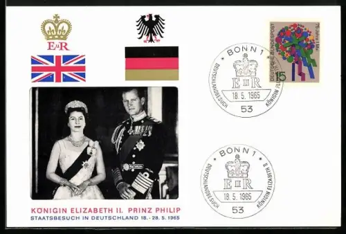 AK Königin Elizabeth II. von England auf Staatsbesuch in Deutschland vom 18. - 28.5.1965