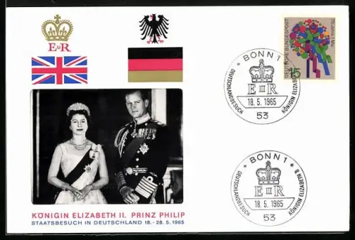 AK Königin Elizabeth II. von England auf Staatsbesuch in Deutschland vom 18. - 28.5.1965