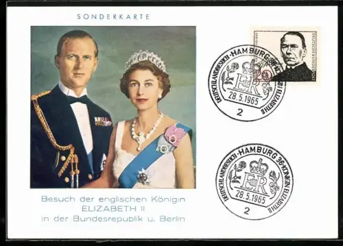 AK Besuch der Königin Elizabeth II. von England in der Bundesrepublik u. Berlin 1965