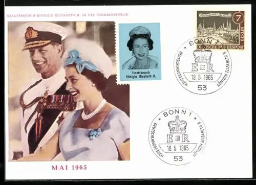 AK Königin Elizabeth II. und Prinz Philip von England zum Staatsbesuch in Deutschland