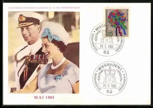AK Staatsbesuch der Königin Elisabeth II. in Deutschland Mai 1965