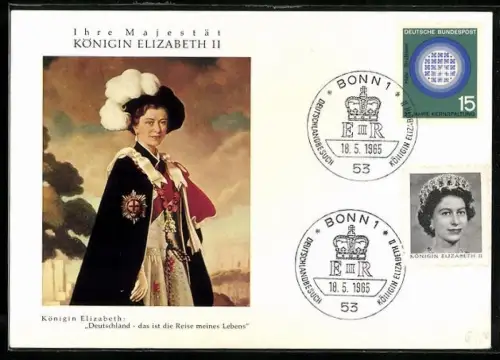 AK Königin Elizabeth II. von England im königlichen Umhang