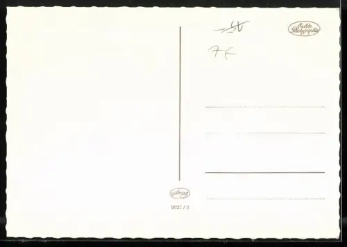 AK Briefmarkensprache, Statt Blumen send` ich Dir die Karte..., Herzen mit Pfeil