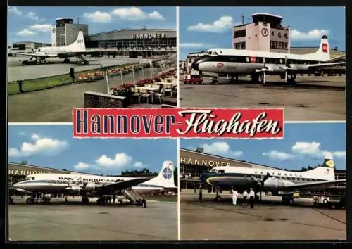 AK Hannover, Flugzeuge auf der Landebahn des Flughafens