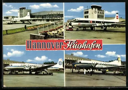 AK Hannover, Flugzeuge auf der Landebahn des Flughafens