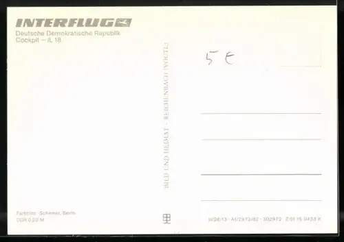 AK Flugzeug IL 18 der Interflug, Blick ins Cockpit
