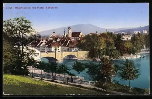 AK Rheinfelden, Hotel Schützen mit Ortsansicht