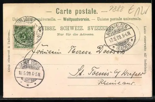 AK Rheinfelden, Comturei-Kirche mit Haus und Teich