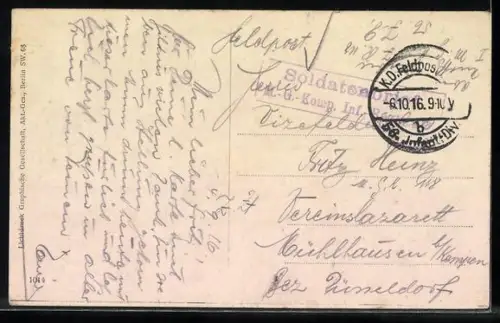 AK Witry-les-Reims, Strassenpartie mit Soldaten