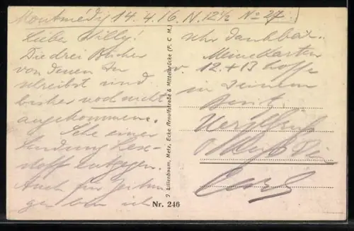 AK Woinville, Strassenkreuzung mit Soldaten, Ruinen, Kirche