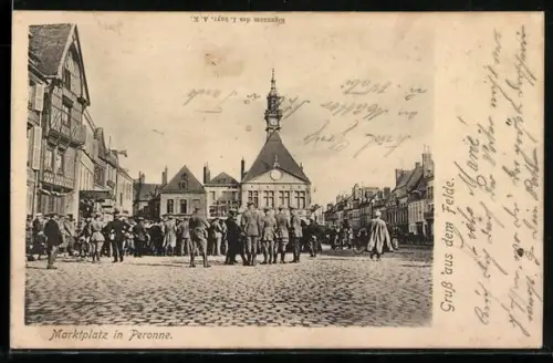 AK Peronne, Partie am Marktplatz